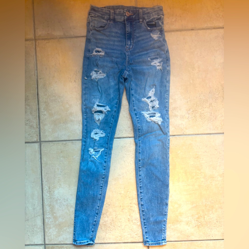 American Eagle Nexxt Level Stretch Light Blue Jeans, Size 2 Long
